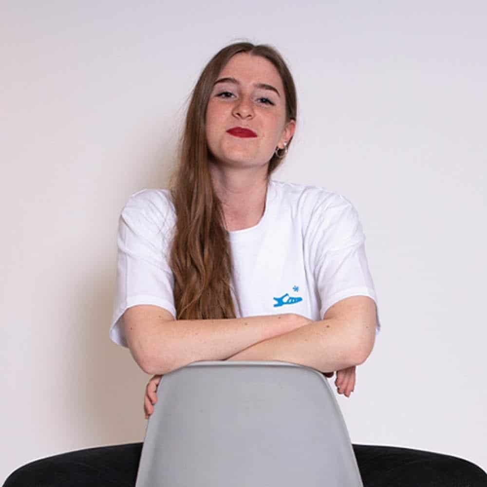 T Shirt Blanc Imprimé Bleu - Image 4